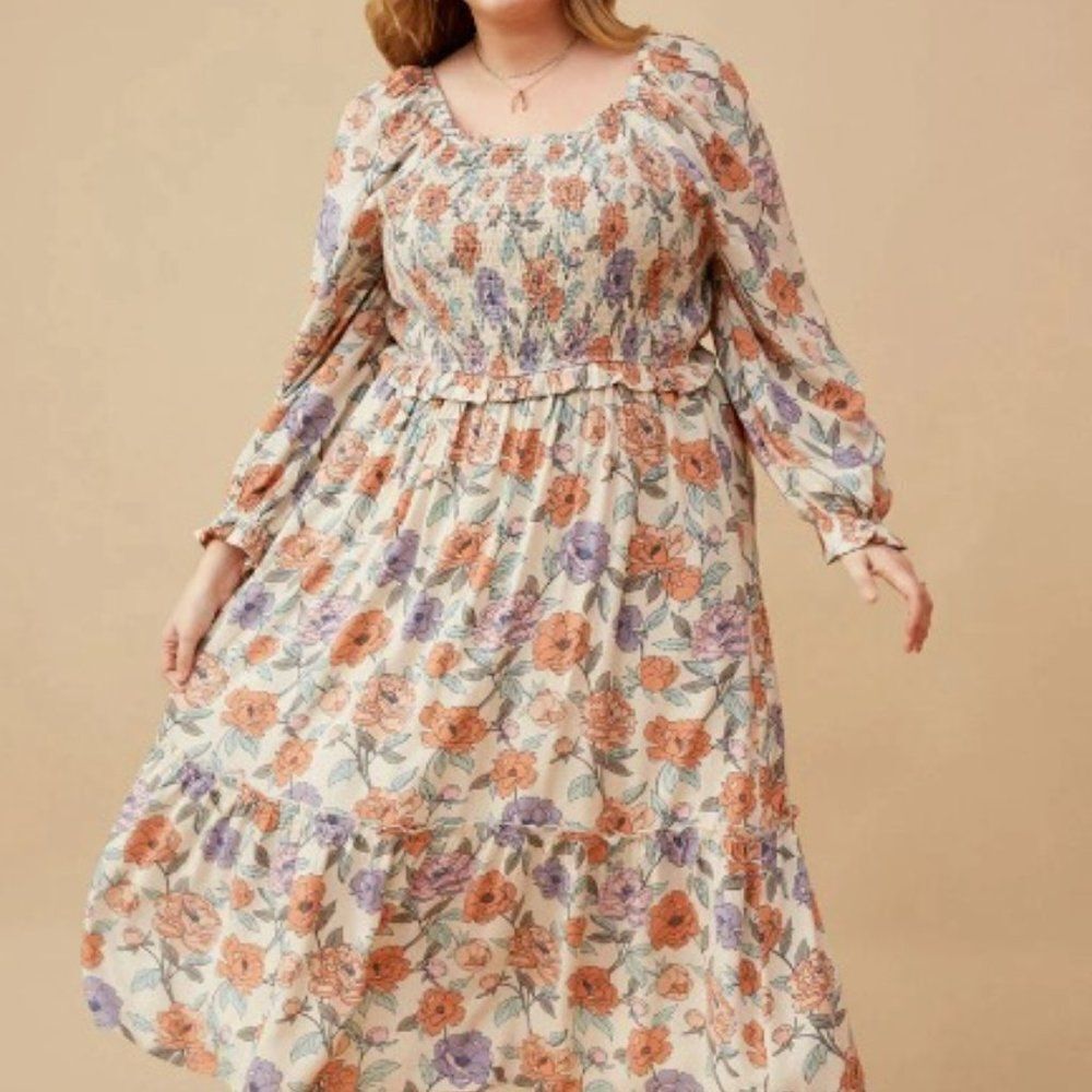 Hayden LA Women's Anaya Floral Smock Bohemian Midi Dress - 3XL